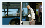 Man exiting bus